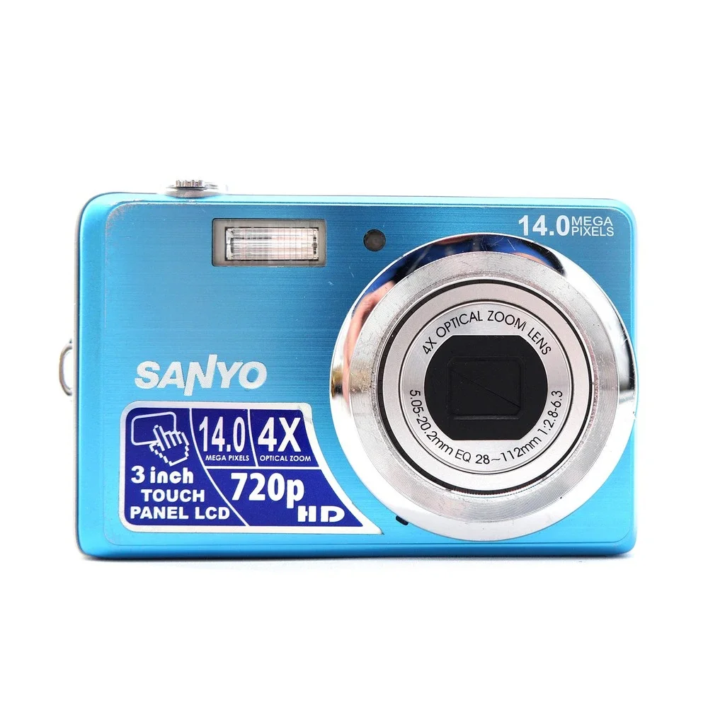 Vtg Sanyo VPC-E1500TP 14MP Blue Digital Camera Digi Zoom AF Point‎ Shoot Y2k